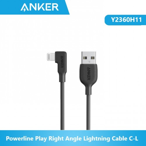 ANKER Y2360H11 C TO RIGHT ANGLE LIGHTNING CABLE 3FT BLACK