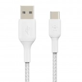 BELKIN CAB002bt1MWH PREMIUM BRAIDED C-USB A CABLE 1M, WHITE