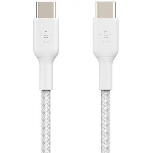 CÂBLE TRESSÉ 2.0 C-C BELKIN PREMIUM 1M, BLANC