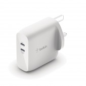 Belkin WCH003myWH 63W Dual USB-C PD GaN Fast Charger, 45~50W + 18W. (GaN) 