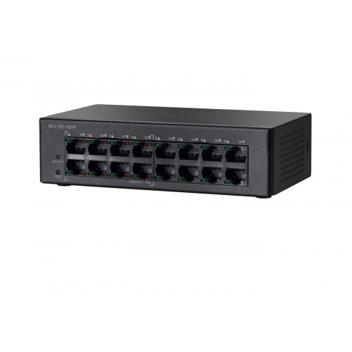 Cisco SF110D-16HP Switch non géré pour petites entreprises, 16 ports 10/100 PoE