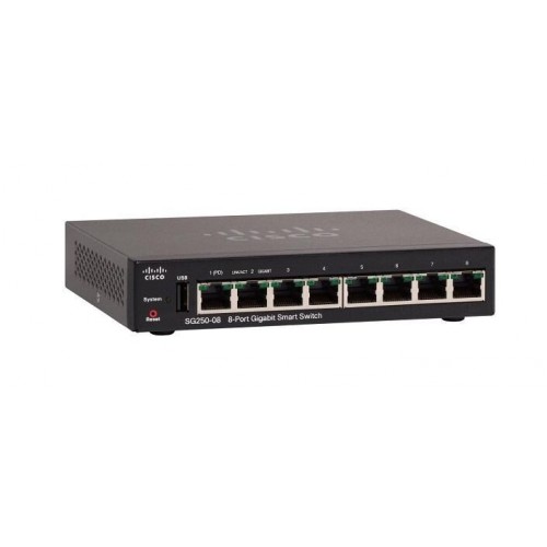 Cisco (SG250-08-K9-NA) SG250-08 Smart Switch, 8 Port Gigabit