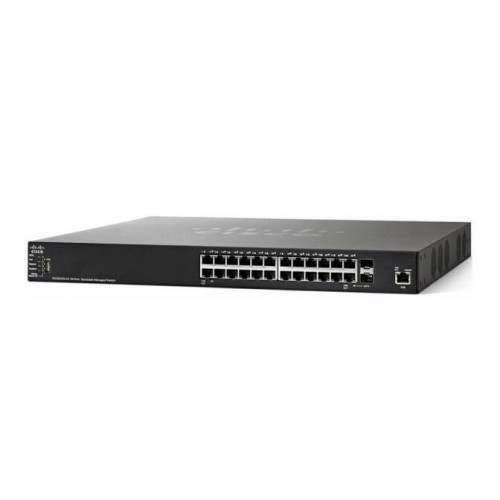 Commutateur administrable empilable Cisco SG350X-24MP, 24 Gigabit PoE+ avec 2 combos SFP+ 10Gig/10Gig et 2 ports SFP+, PoE 382 W