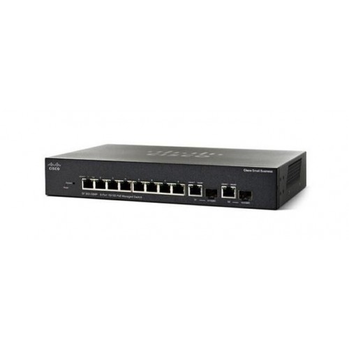 Cisco Small Business SF352-08P محول مُدار، 8 10/100 و2 منافذ جيجابت SFP مجمعة، 62 وات PoE