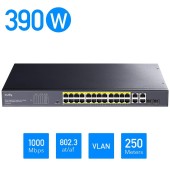 CUDY (GS1028PS2) 24-Port Gigabit PoE+ Switch with 2 Gigabit Uplink and 2 Combo ports 300W