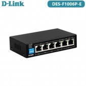 D-Link DES-F1006P-E 6-port 10/100Base-T Unmanaged Long Range 250m PoE+ Surveillance Switch with 4 PoE ports