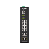 D-Link (DIS-200G-12PSW) 12-Port Gigabit Smart Managed Industrial PoE Switch-Wide Temp-240W PoE Budget