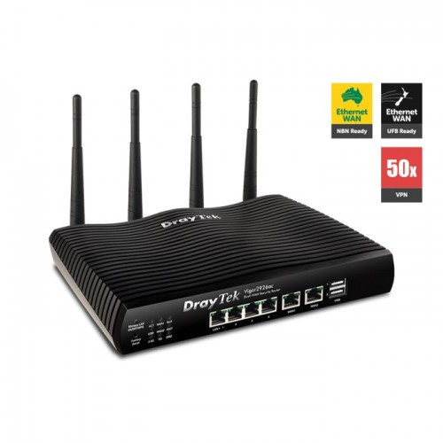 Draytek Vigor 2926AC – Dual WAN WL-AC Router 2x USB 3G/4G, 5xGbE, VPN, IPv6