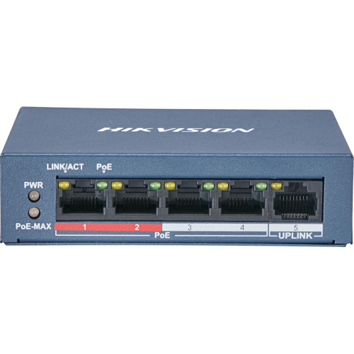 Hikvision (DS-3E0105P-E/M(B) 4 Port Fast Ethernet Unmanaged POE Switch