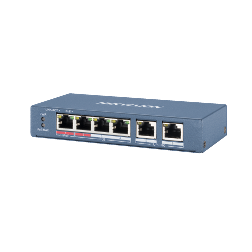 Hikvision (DS-3E0106HP-E) 4 Port Fast Ethernet Unmanaged POE Switch