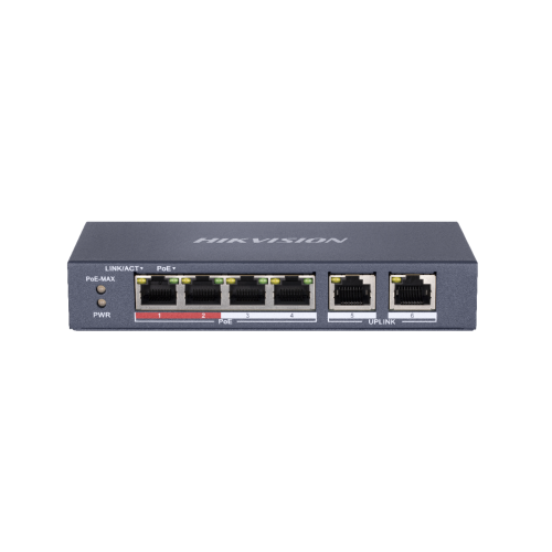 Hikvision (DS-3E0106P-E/M) 4 Port Fast Ethernet Unmanaged POE Switch