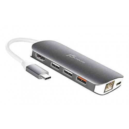 J5Create JCD383 USB-C to HDMI/Ethernet/USB 3.1/SD/MicroSD/PD 3.0 Adapter