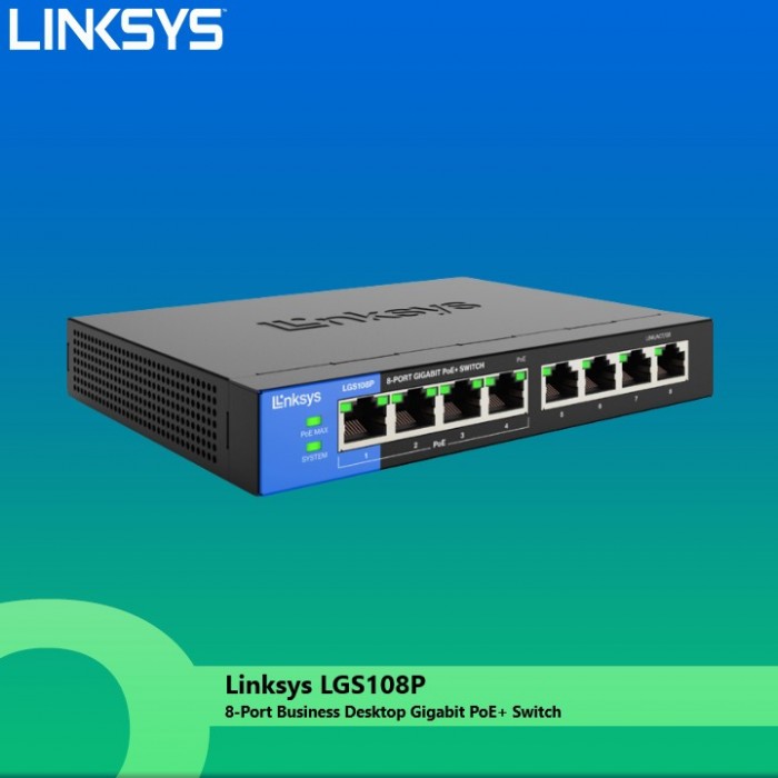 Linksys 8-Port Business Desktop Gigabit PoE+ Switch (LGS108P)
