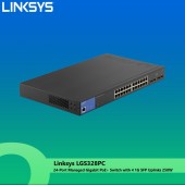 Linksys LGS328PC 24-Port Managed Gigabit PoE+ Switch with 4 1G SFP Uplinks 250W