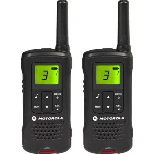 Motorola Walkie Talkie Black Twin Pack & Charger, License Free, Up to 8km range, Rechargeable NiMH batteries, LCD display | TLK-RT60-WE
