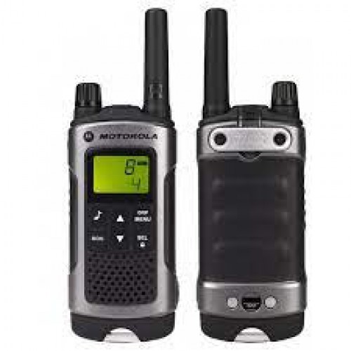 Motorola Walkie Talkie Grey Twin Pack & Charger, License Free, Up to 10km range, Splash proof, Rechargeable NiMH batteries, LCD display | TLKR-T80-WE