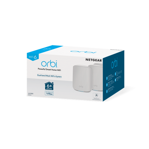 NETGEAR (RBK353-100EUS) Système Mesh WiFi 6 double bande Orbi, 1,8 Gbit/s, routeur + 2 satellites