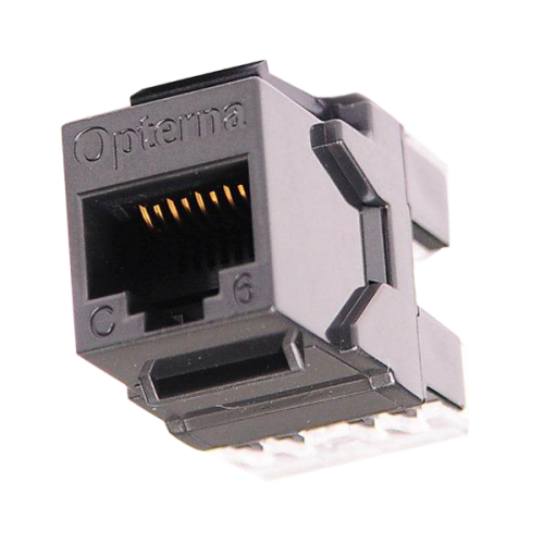 Prise Keystone non blindée Opterna Cat 6 à 180 degrés avec étiquette T568A-B, noire