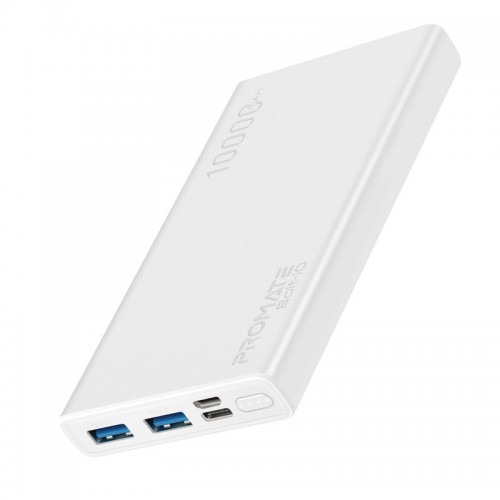 Promate Bolt‐10 Compact Smart Charging Power Bank with Dual USB Output,