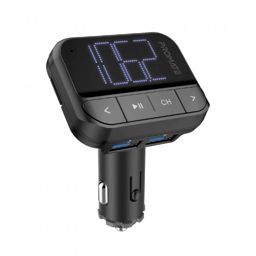 Promate ezFM‐2 In-Car FM Transmitter with Dual USB Ports