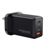 Promate GaNPort3‐65PD-B Power Delivery GaNFast™ Charging Adaptor
