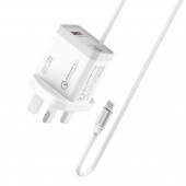 Promate iCharge‐PDQC3 38W Ultra-Fast Charging Wall Charger White