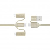 Promate PentaPower 6-in-1 Hybrid Multi-Connector cable for Charging & Data Transfer, Gold