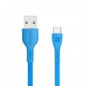 Promate PowerBeam‐C Durable 2A Ultra-Fast Charging Cable with High-Speed Data Transfer, BLUE