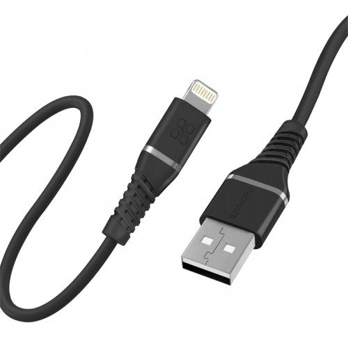 Promate PowerLine‐Ai120 Câble de synchronisation et de charge de données haute résistance avec connecteur Lightning, noir
