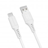 Promate PowerLink‐120 Ultra-Fast USB-A to USB-C Soft Silicone cable, White