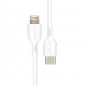 Promate Powerlink 20W USB-C to Lightning Data and Charge Cable, 3M Length, White