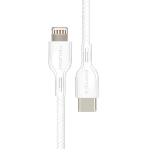 Promate Powerlink 20W USB-C to Lightning Data and Charge Cable, 3M Length, White
