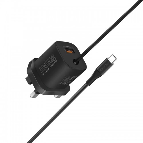 Promate PowerPort‐PDQC3 33W Super Speed Wall Charger - Black