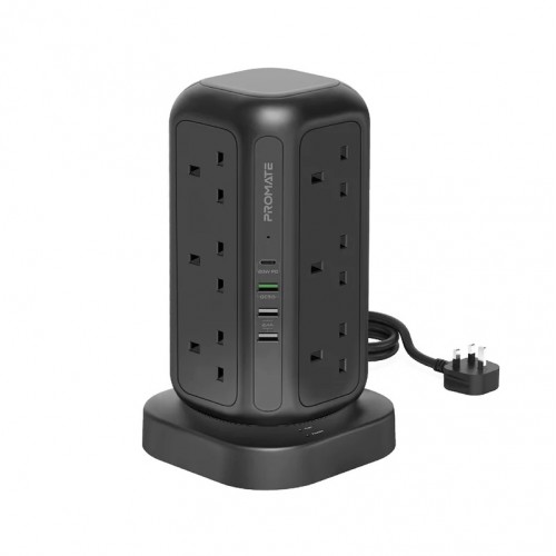 Promate PowerTower‐5 16-in-1 Multi-Socket Surge Protected Power Tower