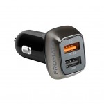 Promate Scud‐30 30W heavy duty car charger with 2 ultra-fast charging ports