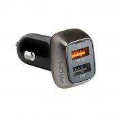 Promate Scud‐30 30W heavy duty car charger with 2 ultra-fast charging ports