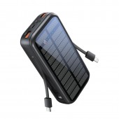 Promate Solartank‐20PDCi 20000mAh EcoLight™ Solar Power Bank with Built-in USB-C & Lightning Cables