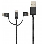Promate uniLink‐Trio Charge and Sync Cable with Lightning, Type-C, and Micro-USB Connectors