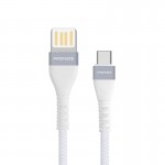 Promate VigoRay‐C 2A Type-C™ Cable with 1.2m Tangle Free Cord and Long Bend Lifespan, White