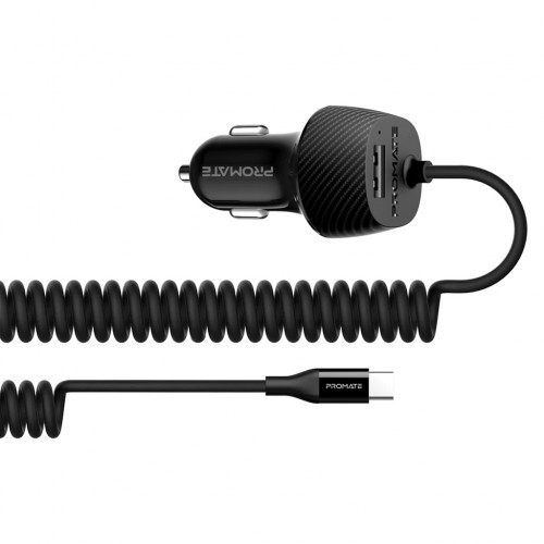 شاحن سيارة بروميت VolTrip-C مزود بكابل USB -C مدمج ومنفذ شحن USB