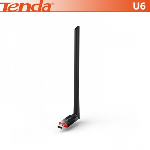 بطاقة واجهة الشبكة USB اللاسلكية Tenda U6، أسود