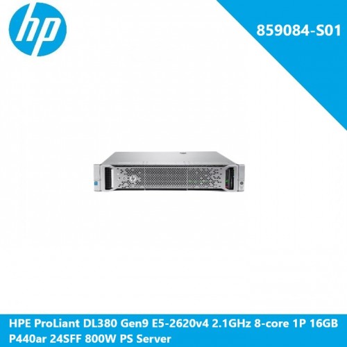 HPE ProLiant DL380 Gen9 E5-2620v4 2.1GHz 8-core 1P 16GB P440ar 24SFF 800W PS Server
