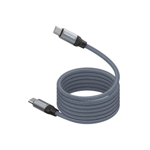 Promate Springy 60W Power Delivery Self-Organizing Magnetic USB-C Cable - Gray