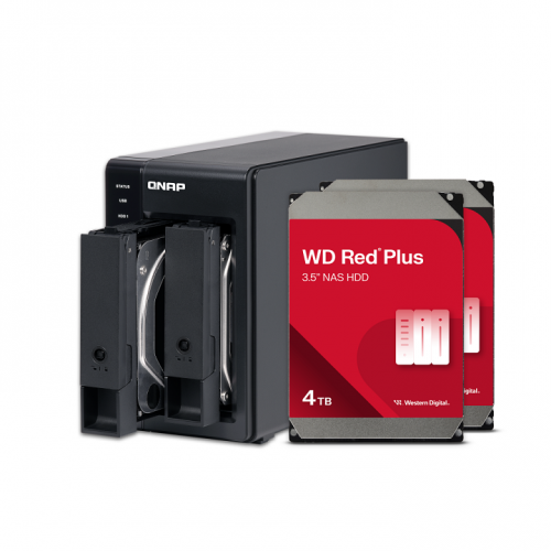 QNAP TR-002-US with 2 x 4TB Western Digital Red Plus Drives