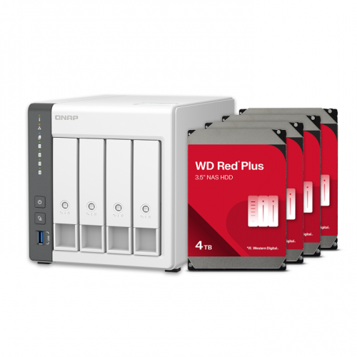 QNAP TS-433-4G-US with 4 x 4TB Western Digital Red Plus Drives