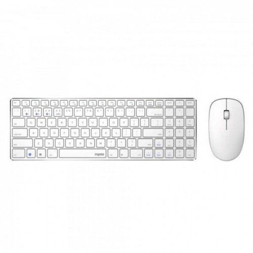 Rapoo 9300M Combo (KB+MSE) Ultra Slim Multimode Wireless Keyboard White - 19226