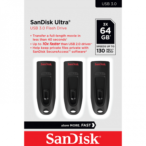SanDisk 64GB SDCZ48-064G-G46T USB Flash Drive - 3 Pack