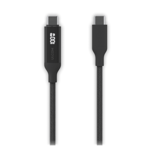 Câble USB-C Ubiquiti UACC-Cable-USB-100W-2M-BK avec affichage de charge - Noir