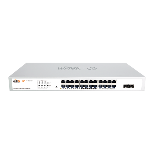Wi-Tek WI-PCES326GF V2 24*10/100/1000Mbps RJ45 Ports, 2*1000Mbps SFP Slots Cloud Easy smart PoE switch