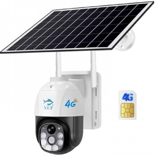 XLT HL-01 Caméra solaire 4G avec carte SIM PTZ, vue à 360 °, vidéosurveillance extérieure sans fil, compatible avec les applications